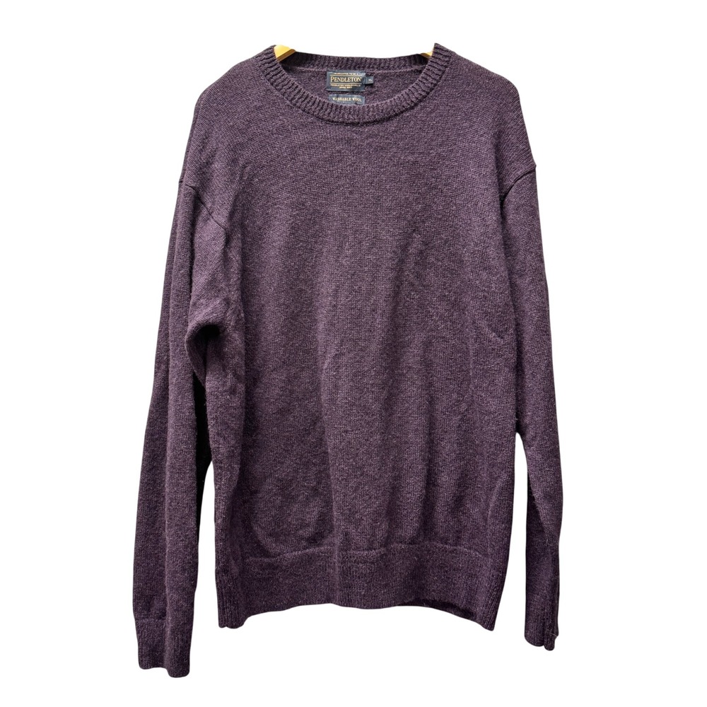 Pendleton Sweater Mens XL Washable Shetland Wool Purple Pullover Knit Crewneck